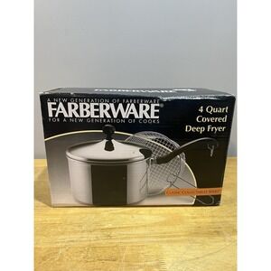 Vintage Farberware Stainless 4 Qt Stock Pot Deep Fryer w/ Basket & Lid USA